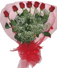 7 adet kipkirmizi gülden görsel buket  Sinop İnternetten çiçek siparişi 