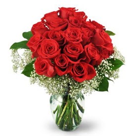 25 adet kırmızı gül cam vazoda  Sinop çiçekçiler 