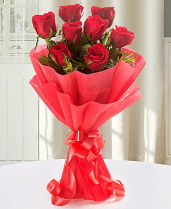 9 adet kırmızı gülden modern buket  Sinop çiçek , çiçekçi , çiçekçilik 