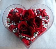  Sinop çiçek online çiçek siparişi  mika kalp içerisinde 3 adet gül ve taslar