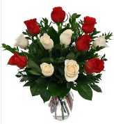 Vazo içerisinde 6 kırmızı 6 beyaz gül  Sinop çiçek siparişi vermek 